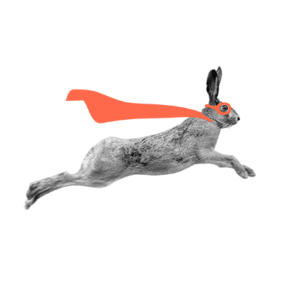 Fast hare with a super hero cape.