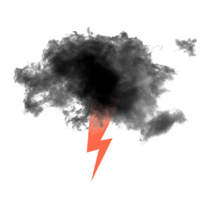 Storm cloud with an orange lightning bolt