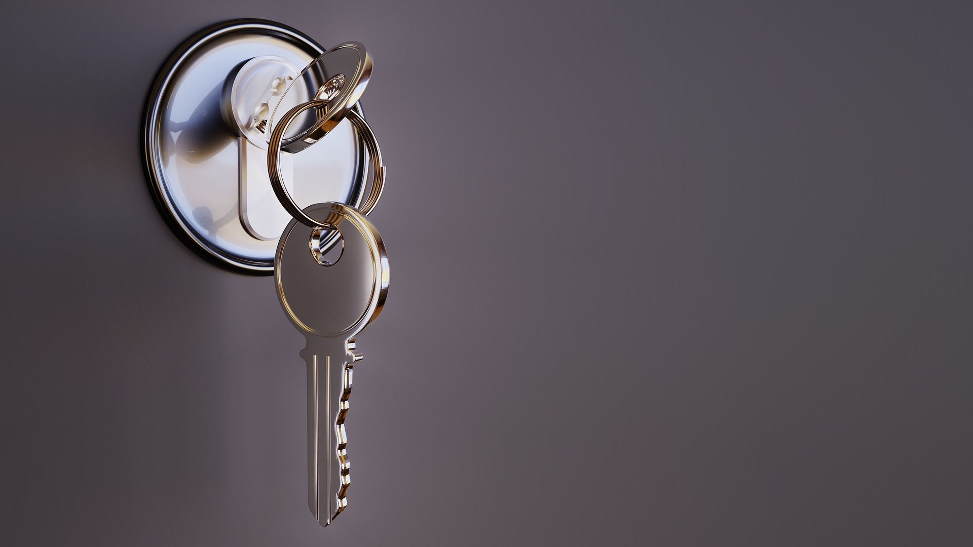 Yale set of keys in a door